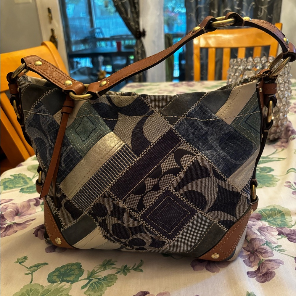 vintage denim, patchwork authentic COACH bag